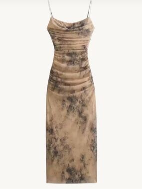 Endless Moon Ruched Mesh Ombré Midi Dress Medium New with tags